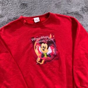 Vintage Disney Store Mickey Mouse Red Graphic Sweatshirt Made in USA L/XL